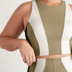 Online Aje ATHLETICA Cross Back Crop Top 316 Soft Khaki Multi