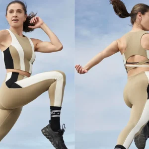Online Aje ATHLETICA Cross Back Crop Top 316 Soft Khaki Multi