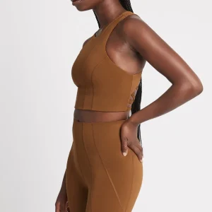 Shop Aje ATHLETICA Cross Back Crop Top 316 Coffee/Gold