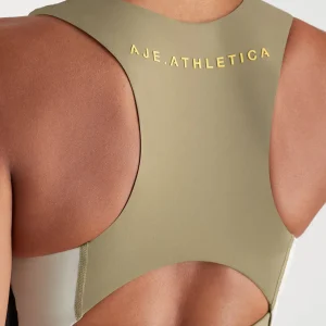 Online Aje ATHLETICA Cross Back Crop Top 316 Soft Khaki Multi