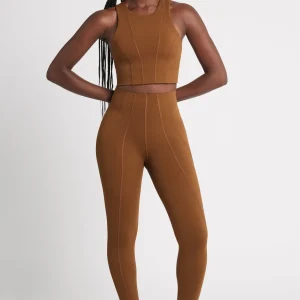 Shop Aje ATHLETICA Cross Back Crop Top 316 Coffee/Gold