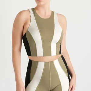 Online Aje ATHLETICA Cross Back Crop Top 316 Soft Khaki Multi