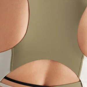 Online Aje ATHLETICA Cross Back Crop Top 316 Soft Khaki Multi