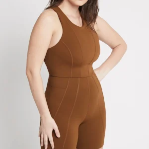 Shop Aje ATHLETICA Cross Back Crop Top 316 Coffee/Gold