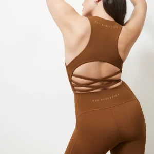 Shop Aje ATHLETICA Cross Back Crop Top 316 Coffee/Gold