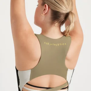 Online Aje ATHLETICA Cross Back Crop Top 316 Soft Khaki Multi