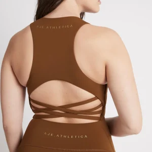 Shop Aje ATHLETICA Cross Back Crop Top 316 Coffee/Gold