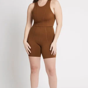 Shop Aje ATHLETICA Cross Back Crop Top 316 Coffee/Gold