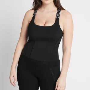 Hot Aje ATHLETICA Cross Back Logotape Tank 123 Black/White