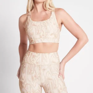 Clearance Aje ATHLETICA Cross Back Sports Bra 323 Light Ivory Marble