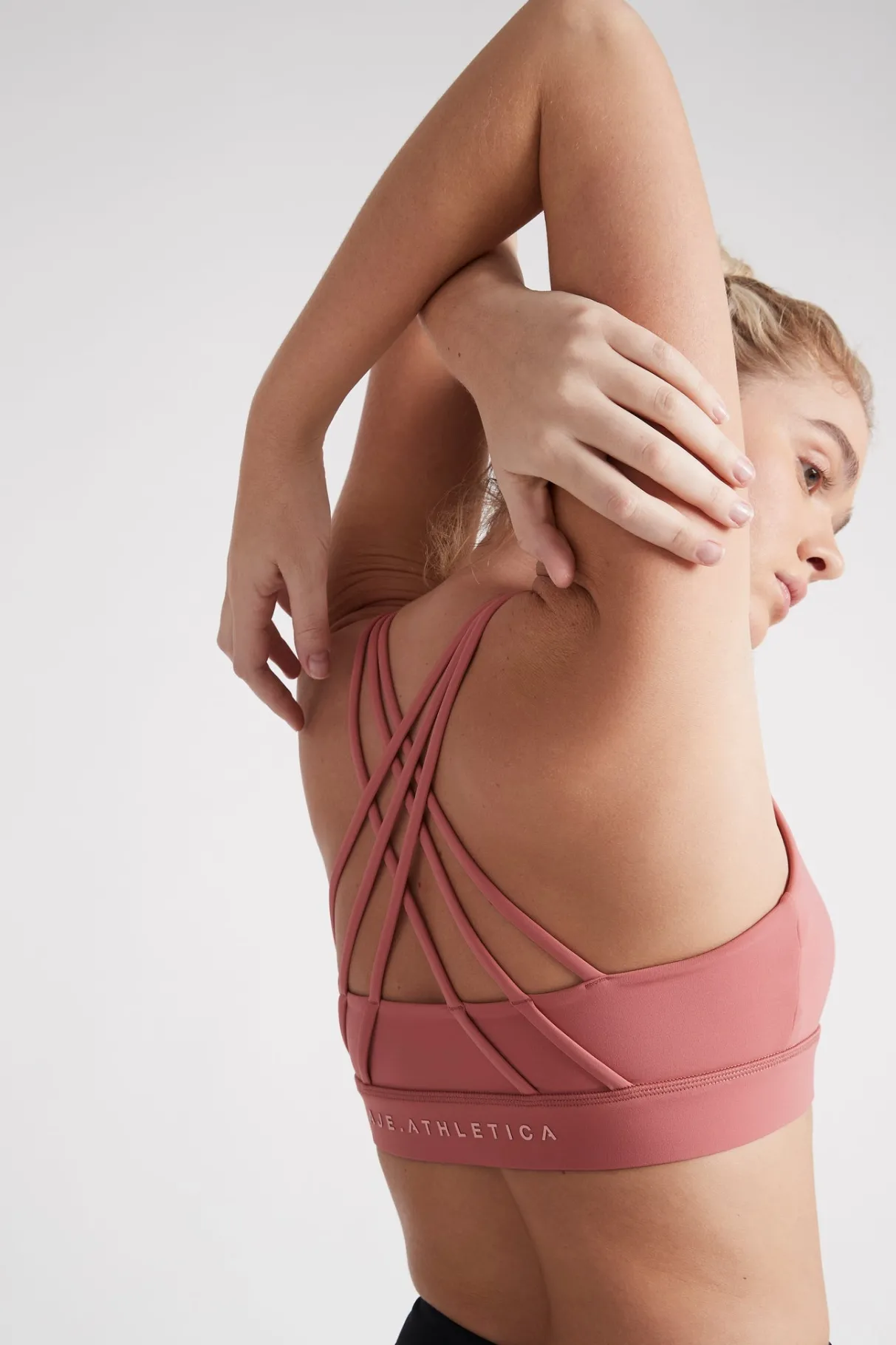 cross_back_sports_bra__2.webp Clearance Aje ATHLETICA Cross Back Sports Bra 323 Rose Pink/Rose Quartz