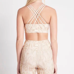 Clearance Aje ATHLETICA Cross Back Sports Bra 323 Light Ivory Marble