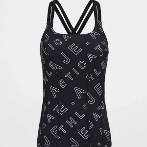 Cheap Aje ATHLETICA Cross Back Tank 123 Black Fineline Logo