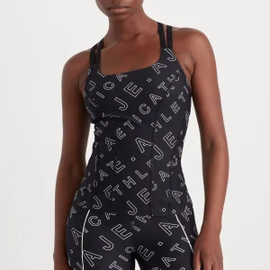 Cheap Aje ATHLETICA Cross Back Tank 123 Black Fineline Logo