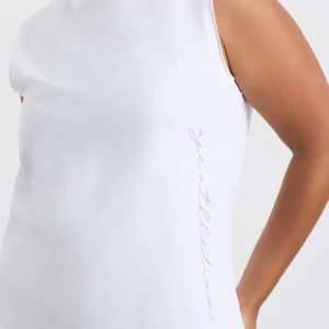 Online Aje ATHLETICA Cursive Logo Longline Tank 101 White Ultra Violet