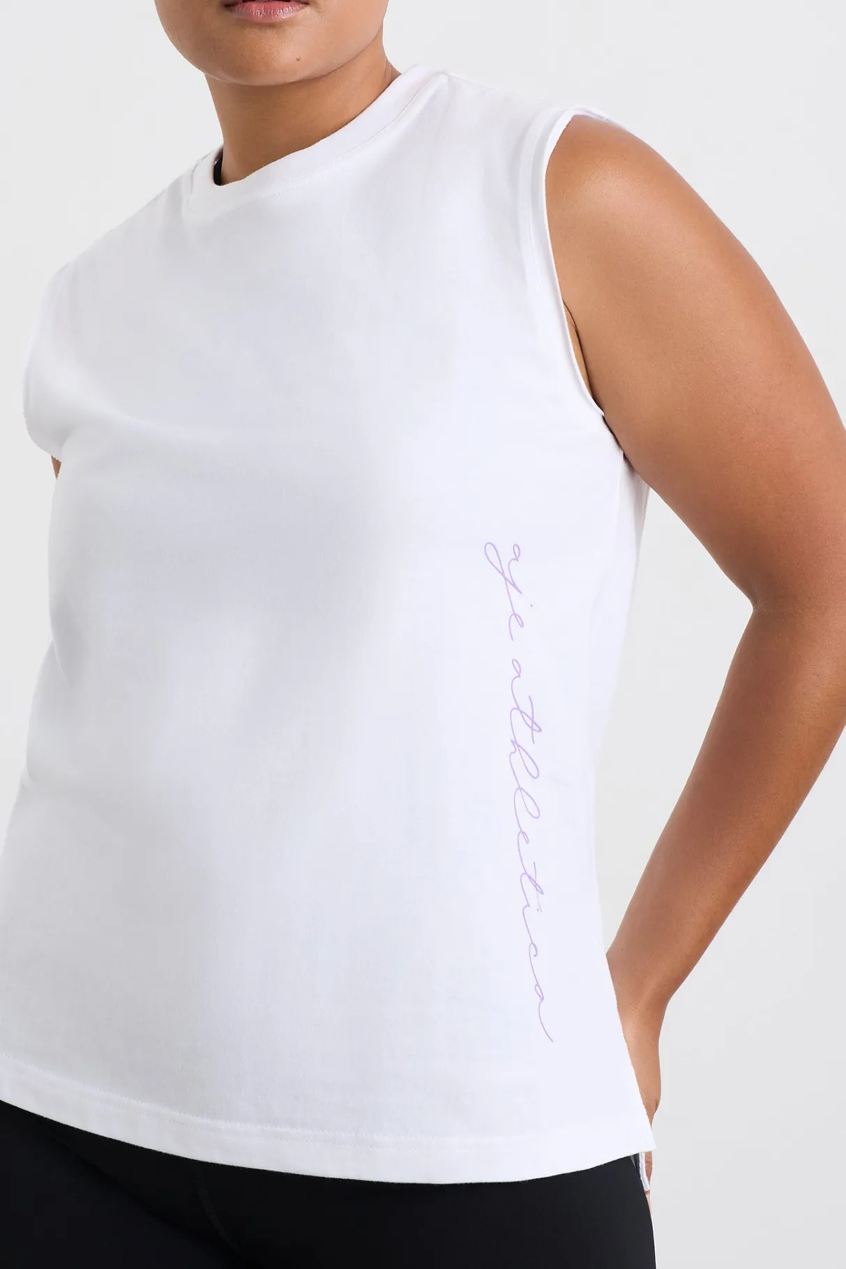 cursive_logo_longline_tank__4.webp Online Aje ATHLETICA Cursive Logo Longline Tank 101 White Ultra Violet