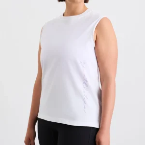 Online Aje ATHLETICA Cursive Logo Longline Tank 101 White Ultra Violet