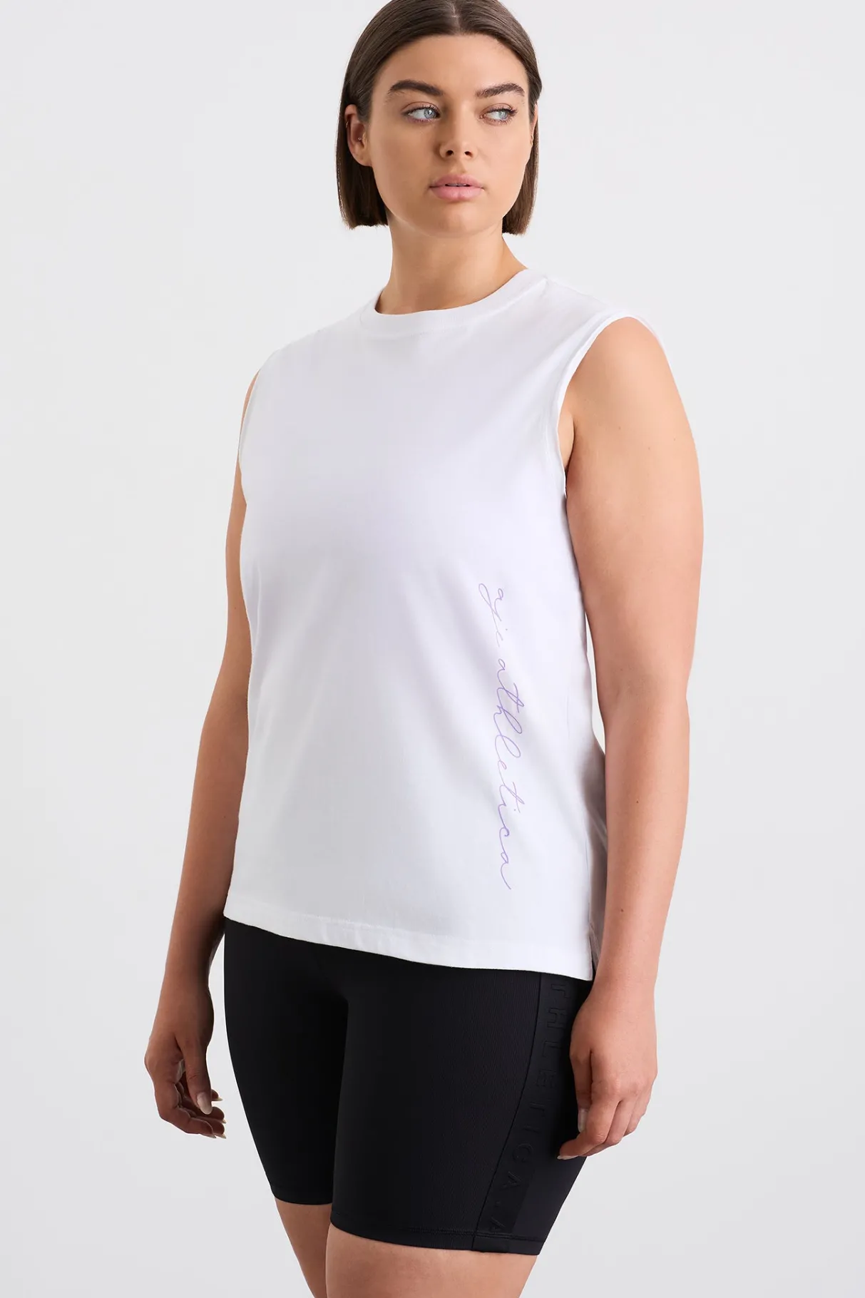 cursive_logo_longline_tank__6.webp Online Aje ATHLETICA Cursive Logo Longline Tank 101 White Ultra Violet