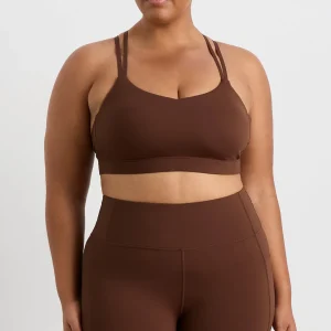 Cheap Aje ATHLETICA Double Strap Sports Bra 323 Dark Chocolate Brown