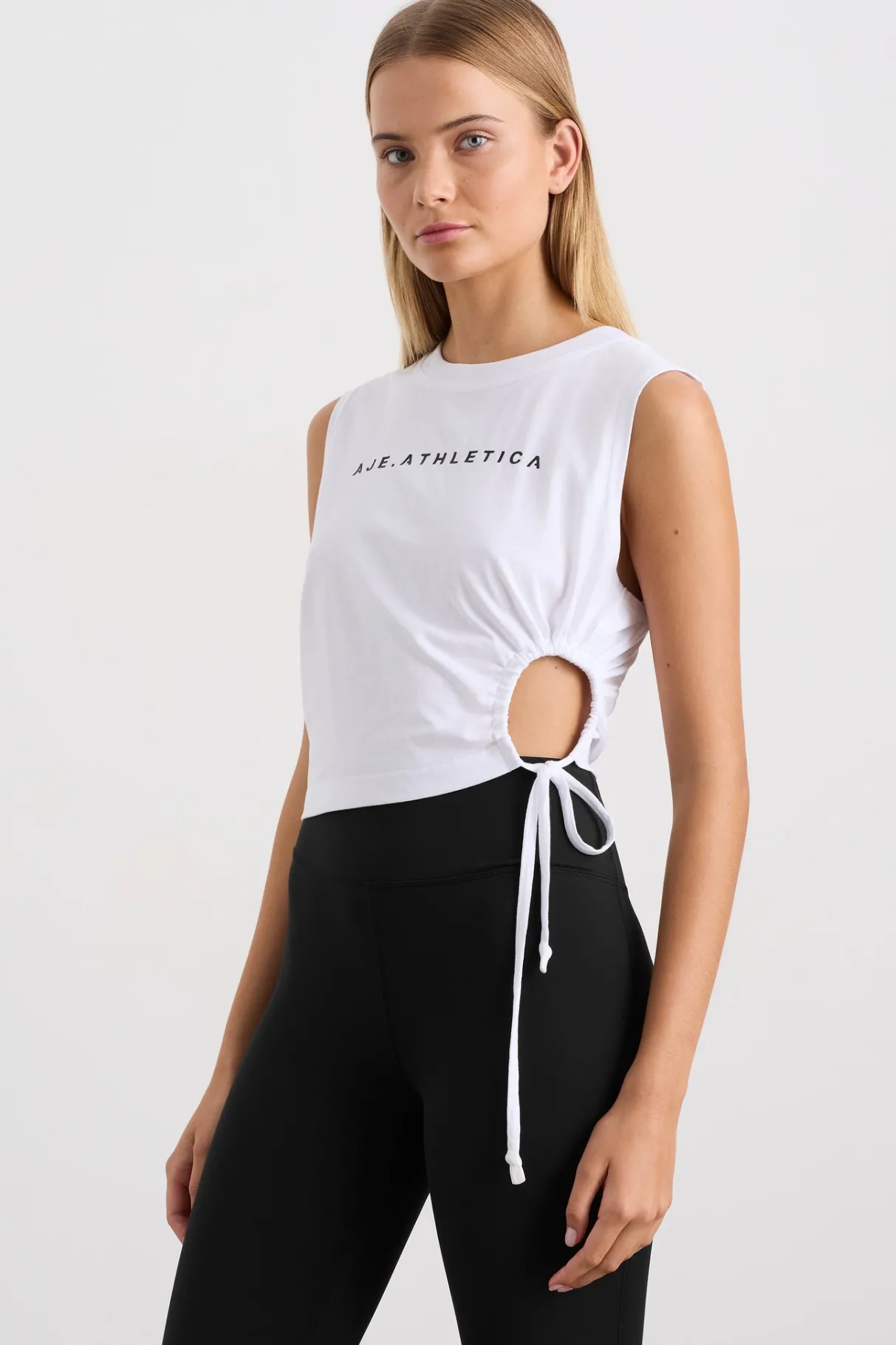 drawcord_cut_out_tank__0-1.webp Clearance Aje ATHLETICA Drawcord Cut Out Tank 158 White