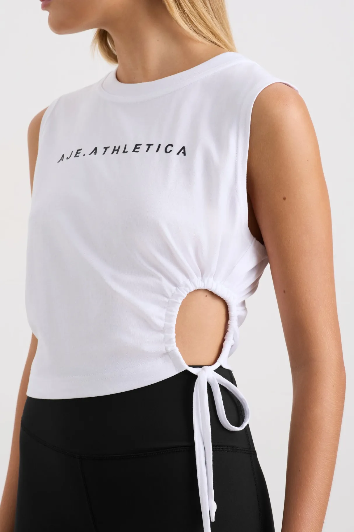 drawcord_cut_out_tank__3-1.webp Clearance Aje ATHLETICA Drawcord Cut Out Tank 158 White