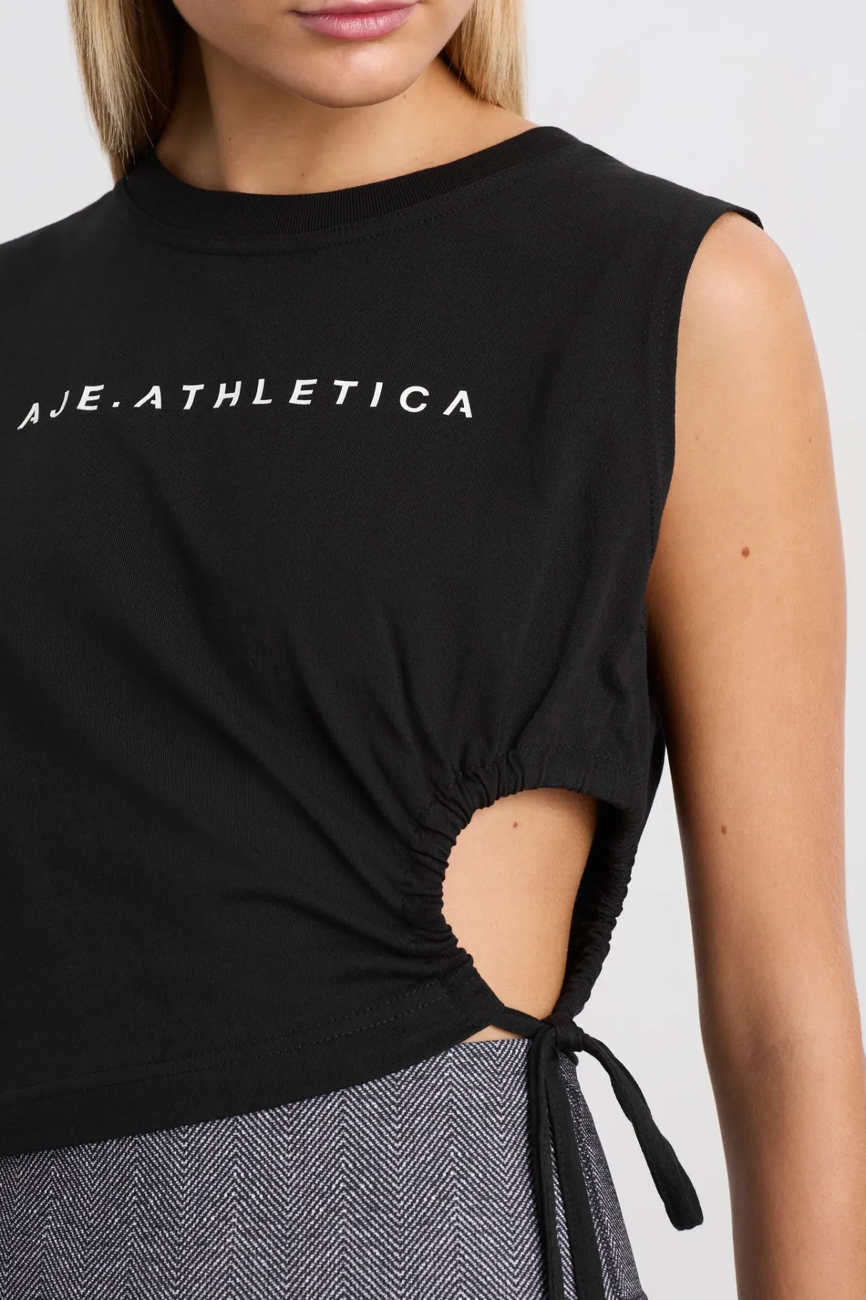 drawcord_cut_out_tank__3.webp Shop Aje ATHLETICA Drawcord Cut Out Tank 158 Black