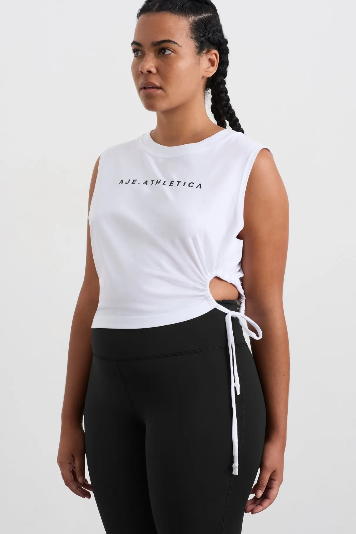 drawcord_cut_out_tank__5-1.webp Clearance Aje ATHLETICA Drawcord Cut Out Tank 158 White