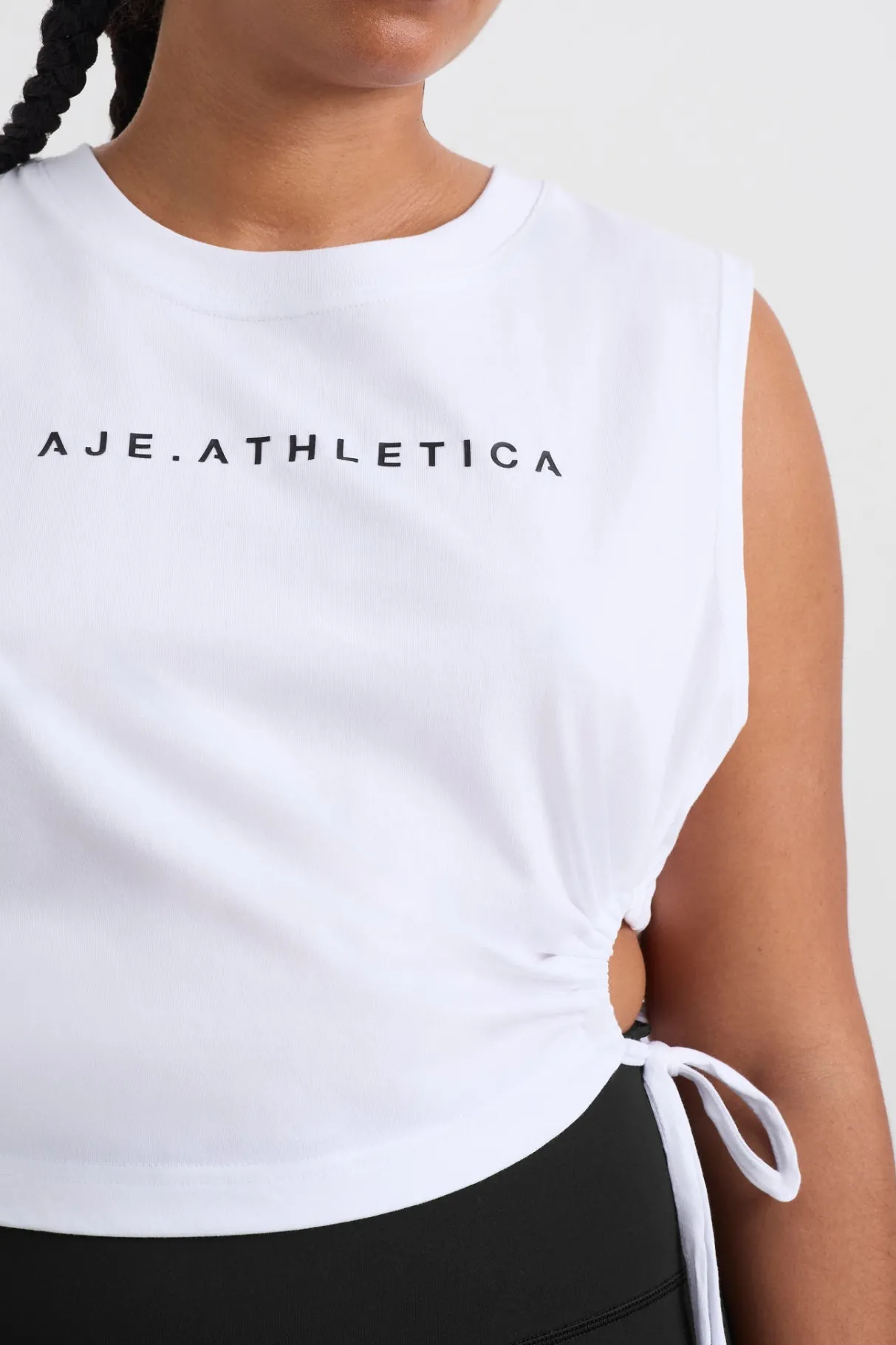 drawcord_cut_out_tank__7-1.webp Clearance Aje ATHLETICA Drawcord Cut Out Tank 158 White