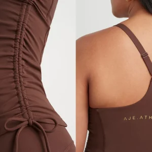 Hot Aje ATHLETICA Drawcord Racerback Tank 128 Dark Chocolate