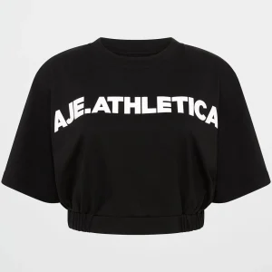 Hot Aje ATHLETICA Elasticated Logo Crop Tee 105 Black