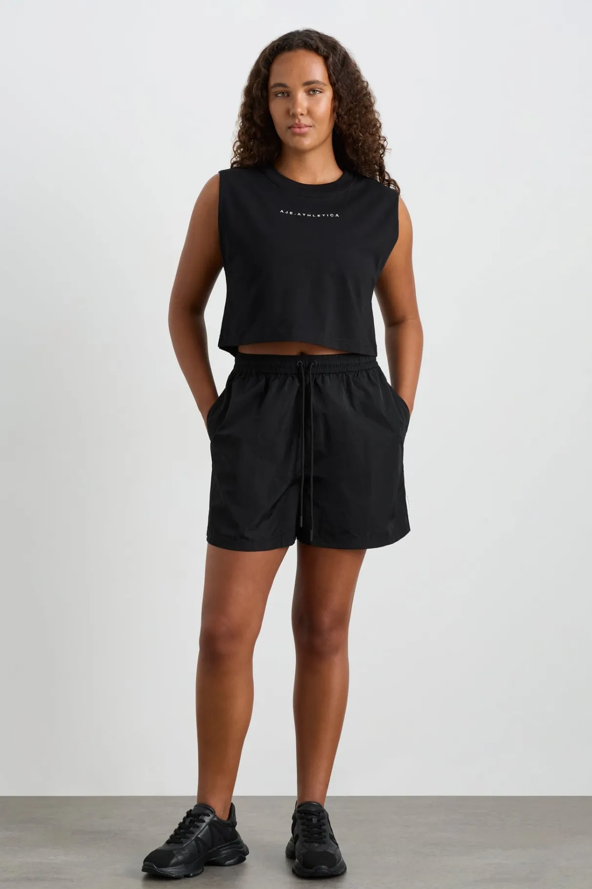 elasticated_spray_short__5.webp New Aje ATHLETICA Elasticated Spray Short 642 Black