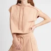 Clearance Aje ATHLETICA Embossed Classic Short Sleeve Cropped Hoodie 402 Sand