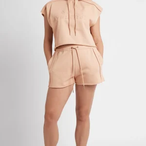 Clearance Aje ATHLETICA Embossed Classic Short Sleeve Cropped Hoodie 402 Sand