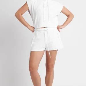 Hot Aje ATHLETICA Embossed Classic Short Sleeve Cropped Hoodie 402 White