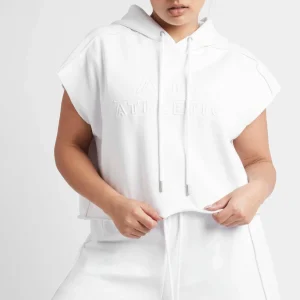 Hot Aje ATHLETICA Embossed Classic Short Sleeve Cropped Hoodie 402 White