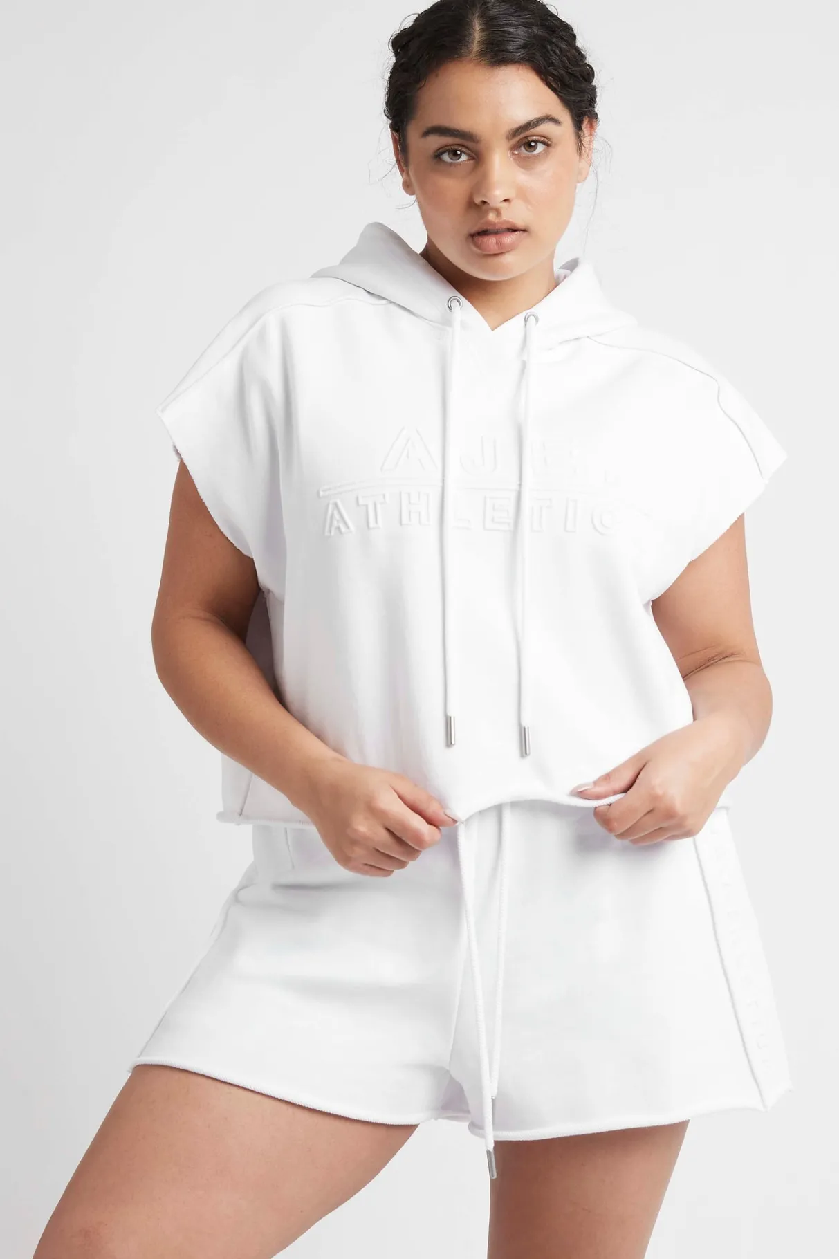 embossed_classic_short_sleeve_cropped_hoodie__11.webp Hot Aje ATHLETICA Embossed Classic Short Sleeve Cropped Hoodie 402 White