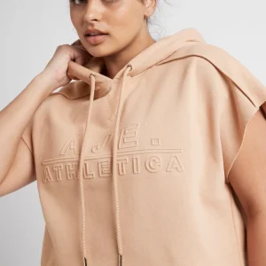 Clearance Aje ATHLETICA Embossed Classic Short Sleeve Cropped Hoodie 402 Sand