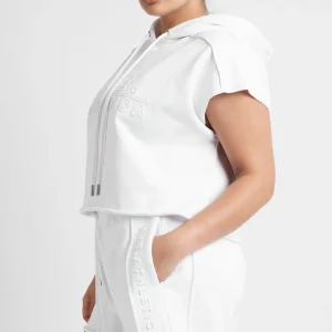 Hot Aje ATHLETICA Embossed Classic Short Sleeve Cropped Hoodie 402 White