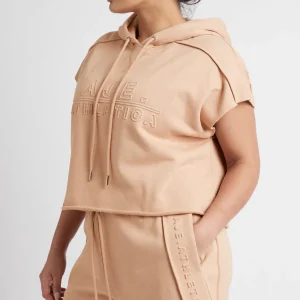 Clearance Aje ATHLETICA Embossed Classic Short Sleeve Cropped Hoodie 402 Sand