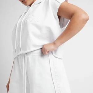 Hot Aje ATHLETICA Embossed Classic Short Sleeve Cropped Hoodie 402 White