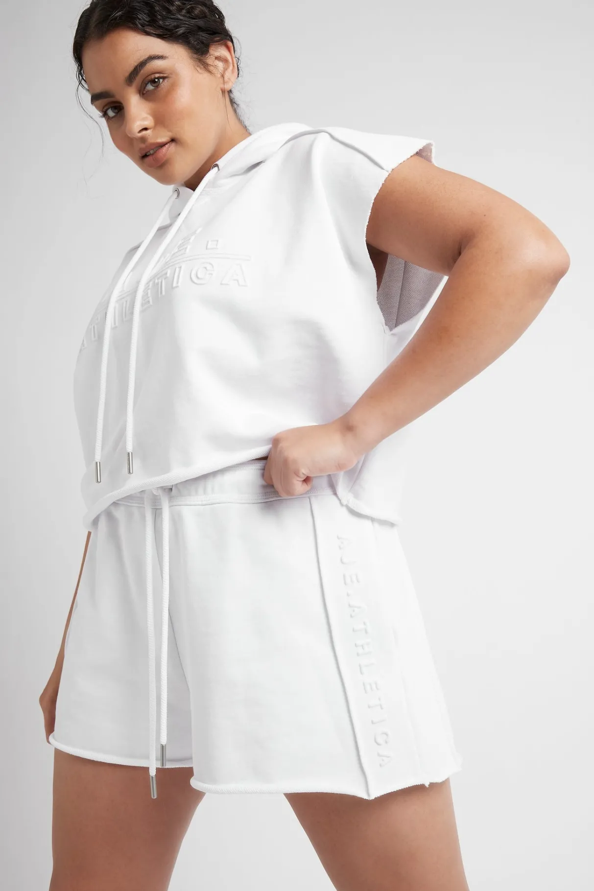 embossed_classic_short_sleeve_cropped_hoodie__13.webp Hot Aje ATHLETICA Embossed Classic Short Sleeve Cropped Hoodie 402 White