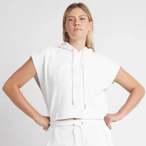 Hot Aje ATHLETICA Embossed Classic Short Sleeve Cropped Hoodie 402 White