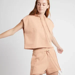 Clearance Aje ATHLETICA Embossed Classic Short Sleeve Cropped Hoodie 402 Sand