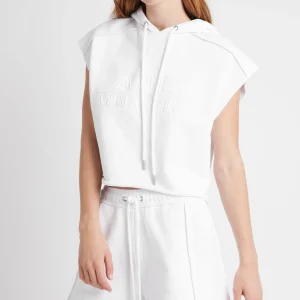 Hot Aje ATHLETICA Embossed Classic Short Sleeve Cropped Hoodie 402 White