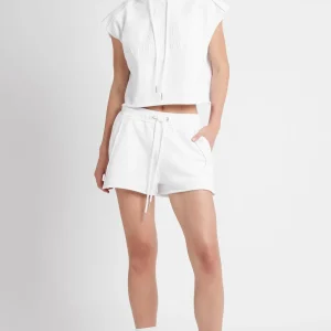 Hot Aje ATHLETICA Embossed Classic Short Sleeve Cropped Hoodie 402 White