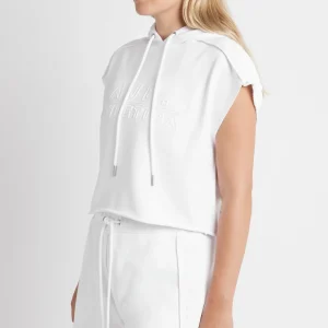 Hot Aje ATHLETICA Embossed Classic Short Sleeve Cropped Hoodie 402 White