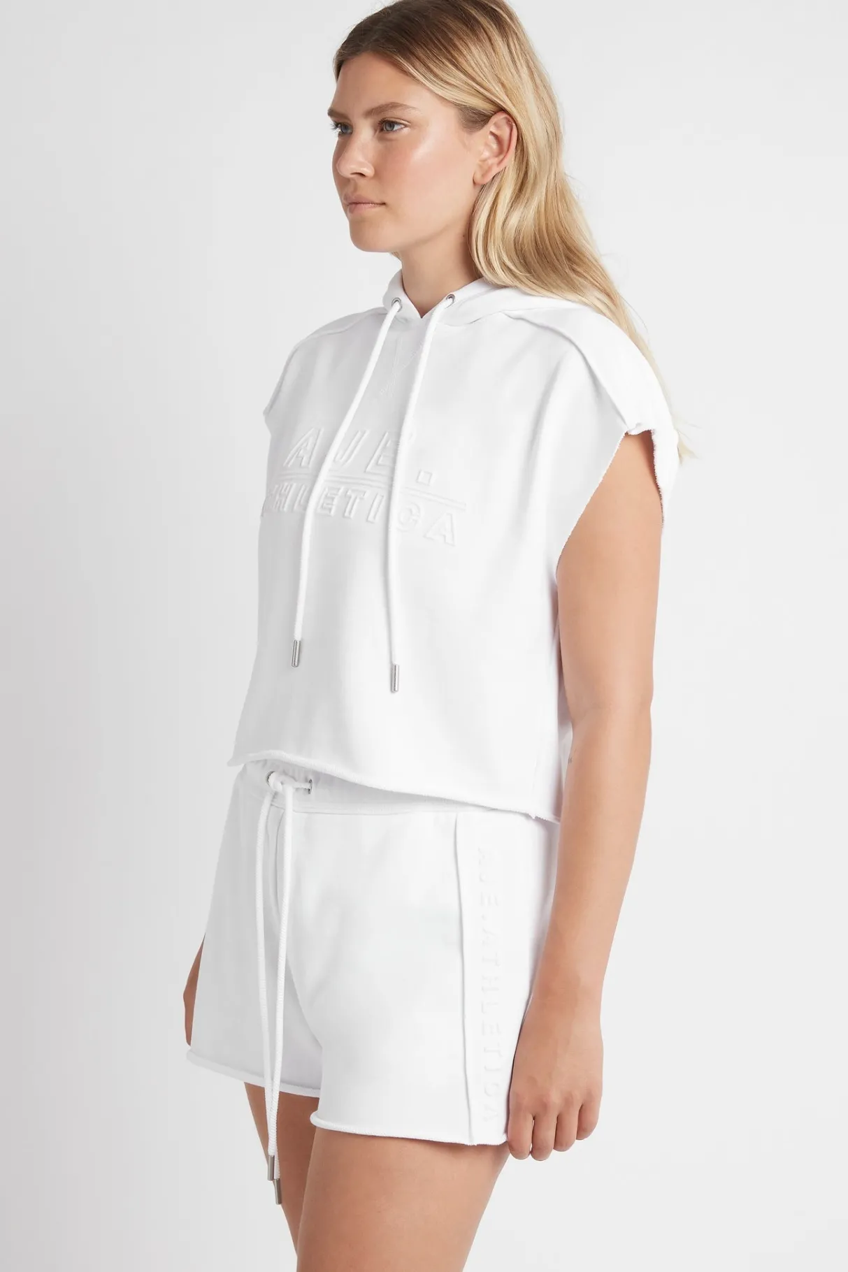 embossed_classic_short_sleeve_cropped_hoodie__7.webp Hot Aje ATHLETICA Embossed Classic Short Sleeve Cropped Hoodie 402 White