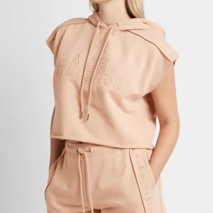 Clearance Aje ATHLETICA Embossed Classic Short Sleeve Cropped Hoodie 402 Sand