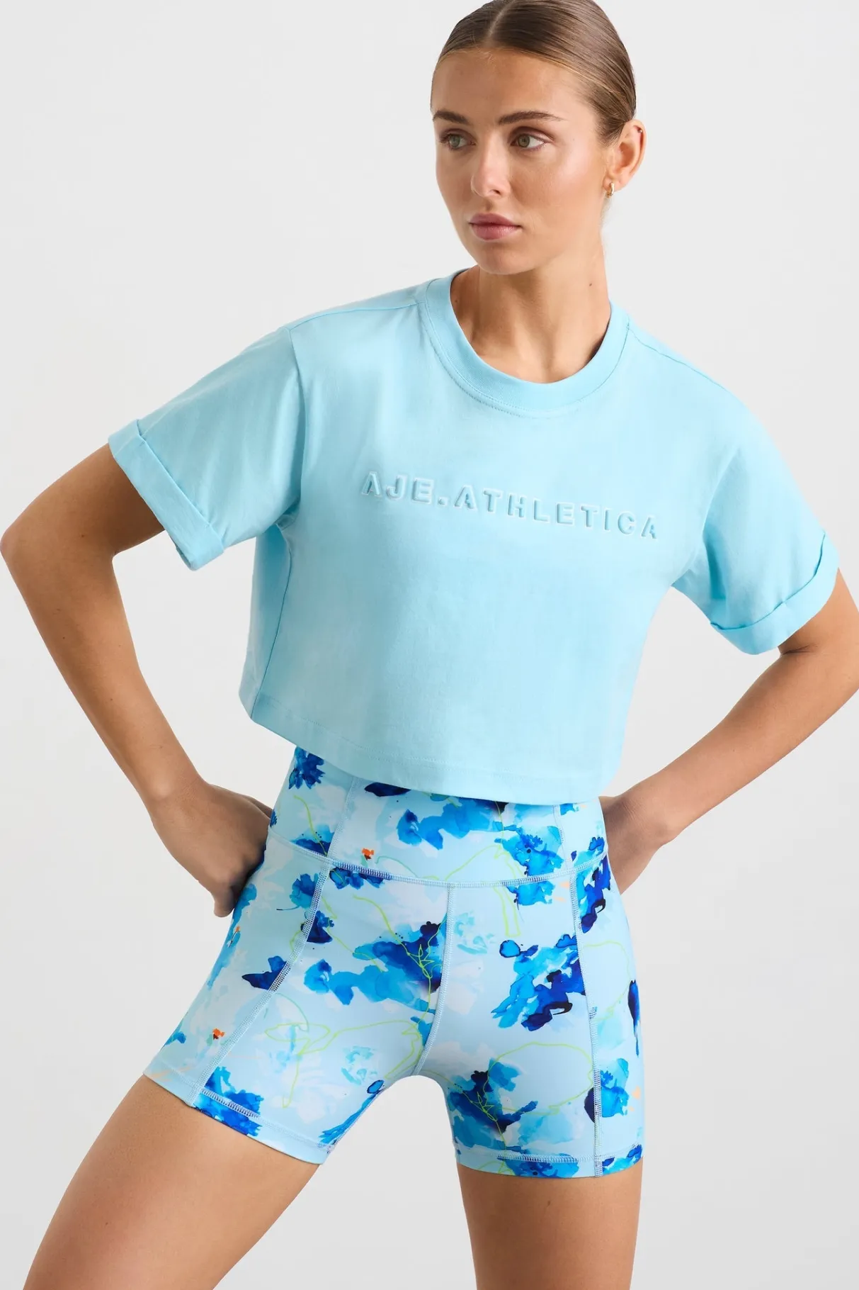 embossed_crop_tee__0.webp Sale Aje ATHLETICA Embossed Crop Tee 105 Ice Blue/White