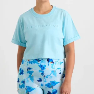 Sale Aje ATHLETICA Embossed Crop Tee 105 Ice Blue/White